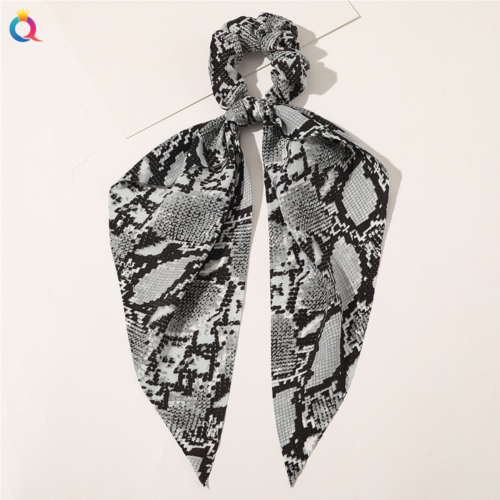Qiyue European and American New Knot Ribbon Satin Large Intestine Ring Monochrome Silky Square Scarf Hair Ring Women's Ponytail Tie Hair