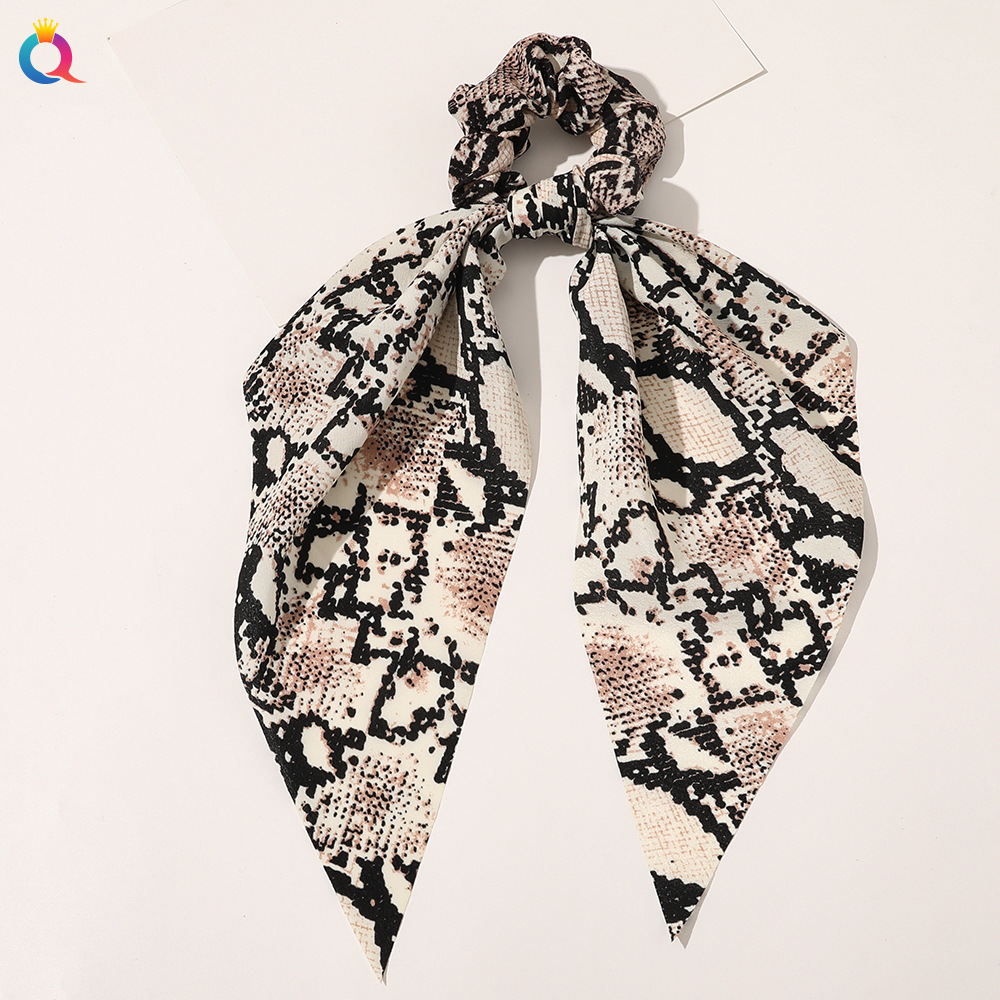 Qiyue European and American New Knot Ribbon Satin Large Intestine Ring Monochrome Silky Square Scarf Hair Ring Women's Ponytail Tie Hair