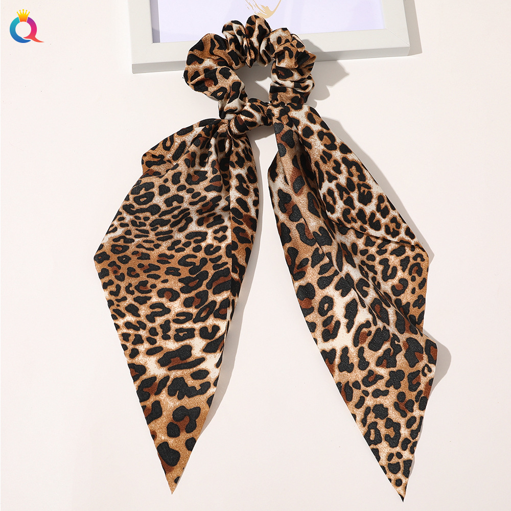 Qiyue European and American New Knot Ribbon Satin Large Intestine Ring Monochrome Silky Square Scarf Hair Ring Women's Ponytail Tie Hair