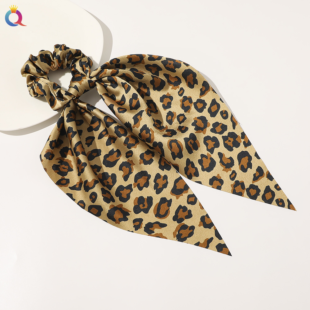 Qiyue European and American New Knot Ribbon Satin Large Intestine Ring Monochrome Silky Square Scarf Hair Ring Women's Ponytail Tie Hair