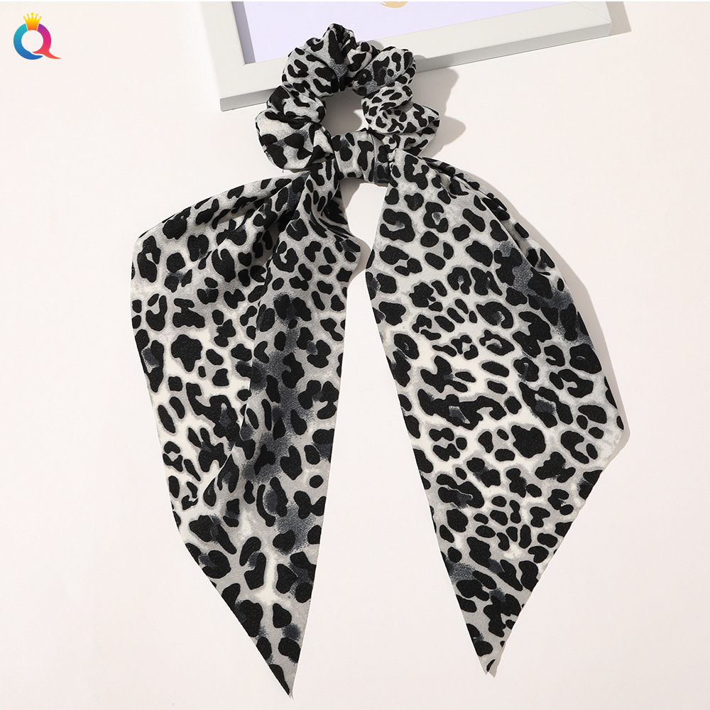 Qiyue European and American New Knot Ribbon Satin Large Intestine Ring Monochrome Silky Square Scarf Hair Ring Women's Ponytail Tie Hair