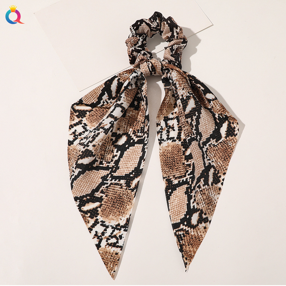 Qiyue European and American New Knot Ribbon Satin Large Intestine Ring Monochrome Silky Square Scarf Hair Ring Women's Ponytail Tie Hair