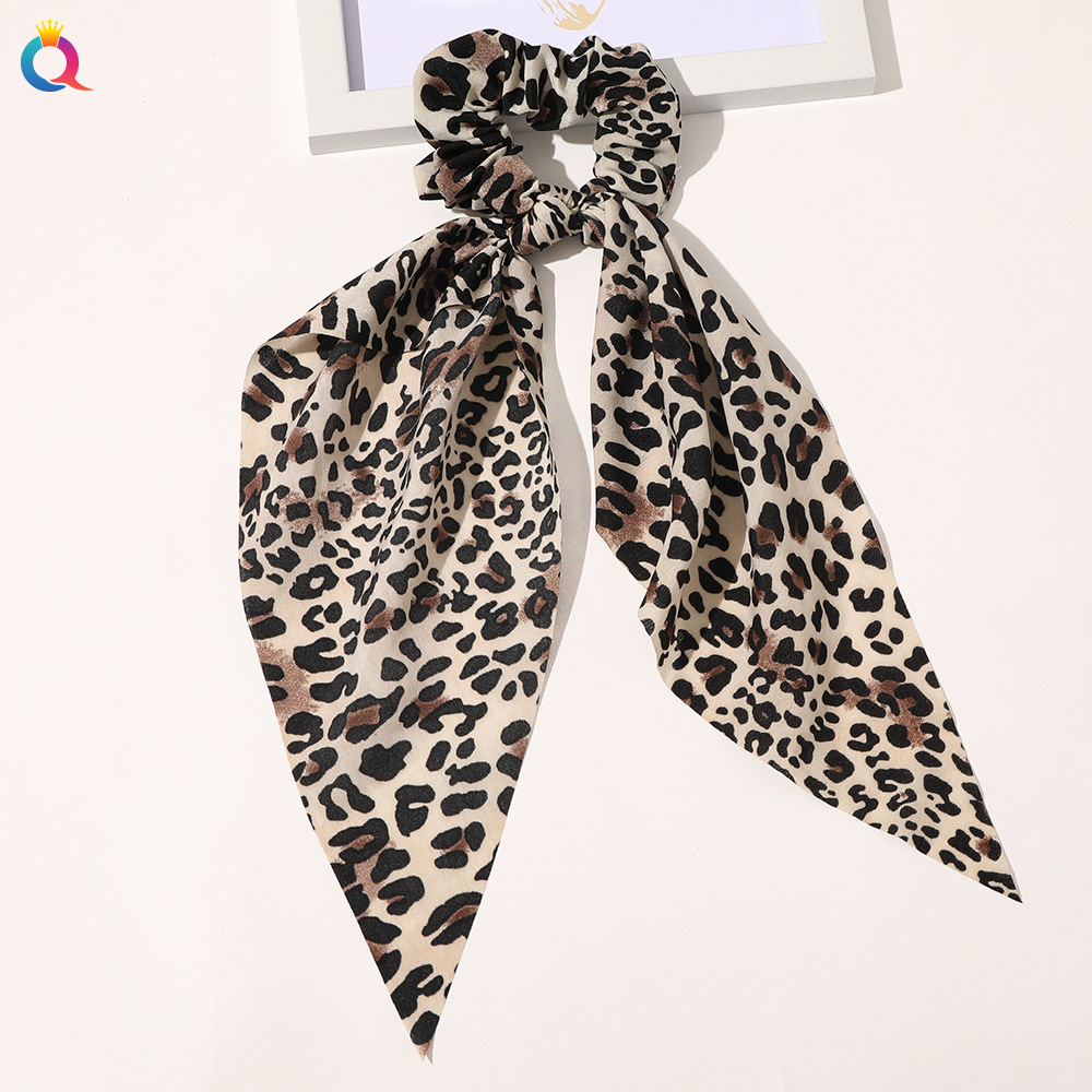 Qiyue European and American New Knot Ribbon Satin Large Intestine Ring Monochrome Silky Square Scarf Hair Ring Women's Ponytail Tie Hair