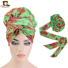 New African Print Satin Ribbon round Cap Tam-O'-Shanter Wrap Scarf Scarf Hat TJM-434B