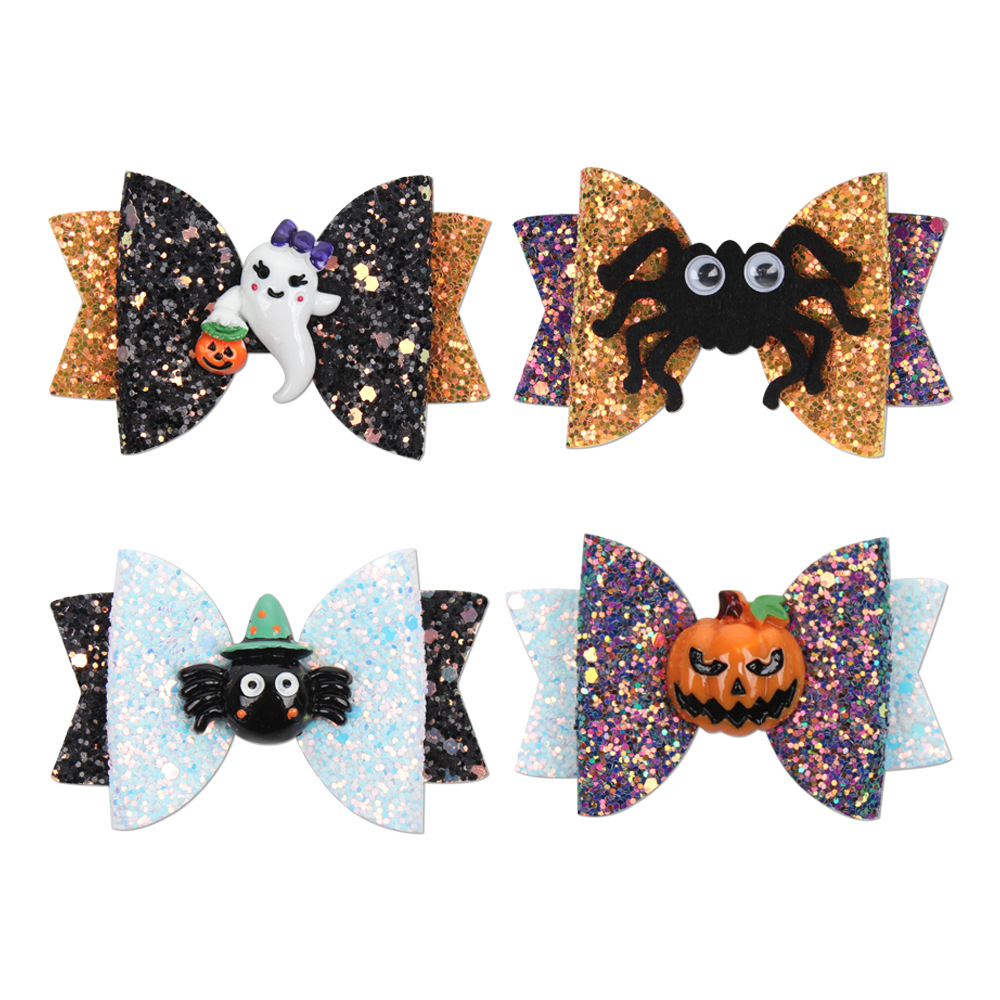20.2 Million Holy Day New Girl&#039;s Bow Printed Satin Ribbon Flower Hair Clip Children&#039;s Headwear Cartoon Resin Accessories