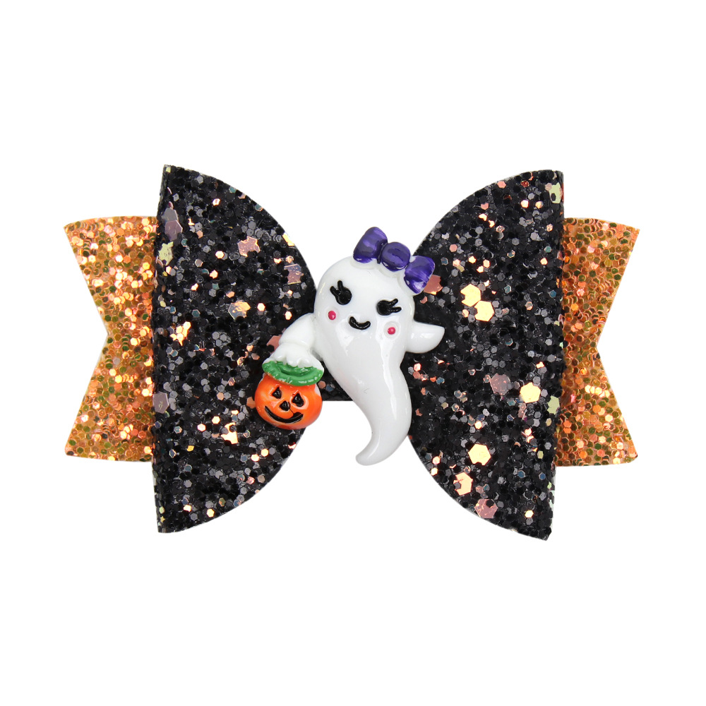20.2 Million Holy Day New Girl's Bow Printed Satin Ribbon Flower Hair Clip Children's Headwear Cartoon Resin Accessories
