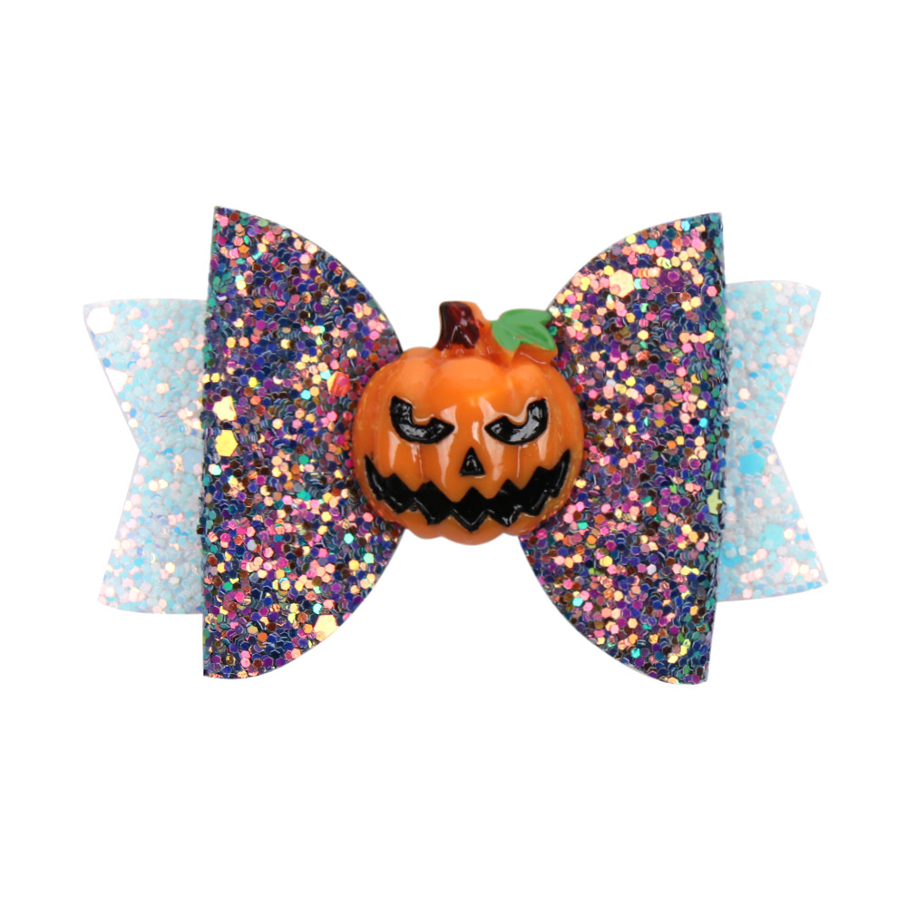 20.2 Million Holy Day New Girl's Bow Printed Satin Ribbon Flower Hair Clip Children's Headwear Cartoon Resin Accessories
