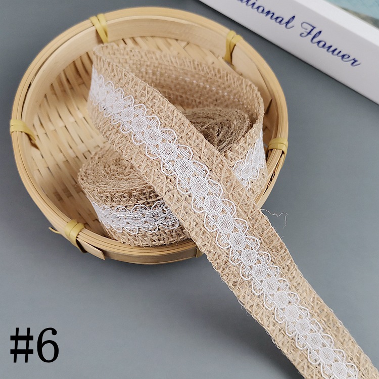 Lace Linen Volume Factory Supply DIY Handmade Christmas Wedding Craft Lace Roll Two Sides Lace Ribbon Burlap Roll