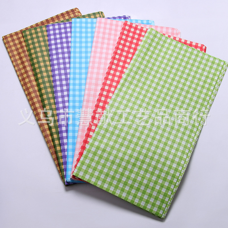 Factory direct selling flower wrapping paper origami Rose making large checkered print hand kneading paper