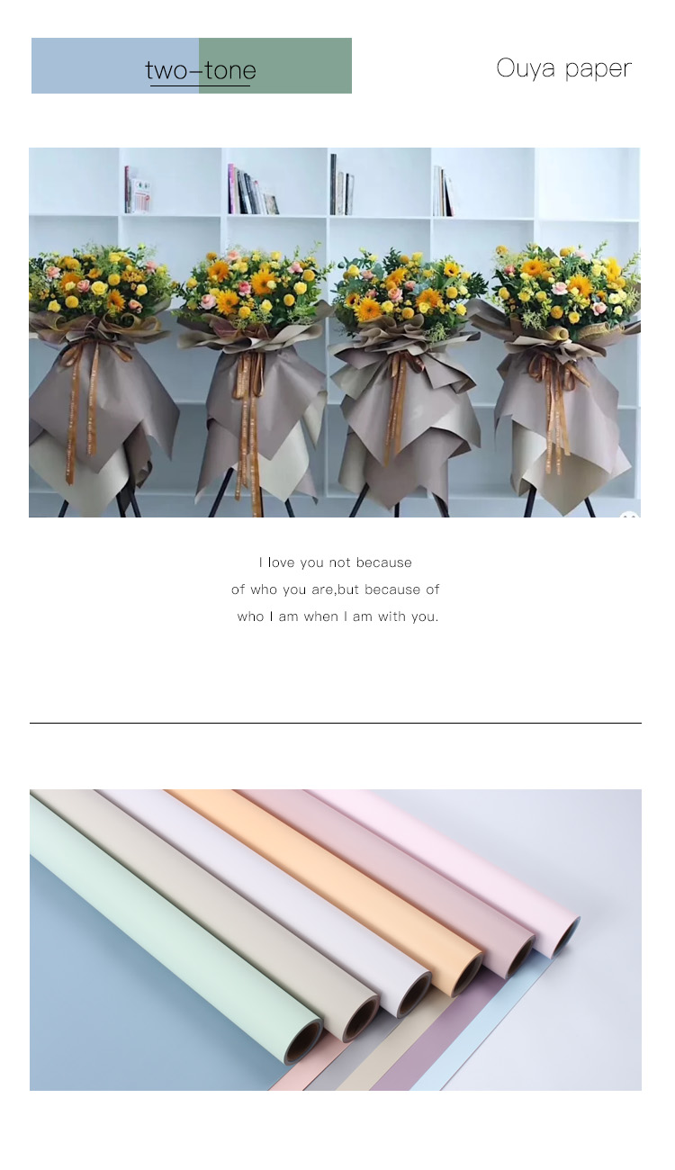  60CM*10M high quantity Korean style two sides 2 tone colors waterproof bouquet flower wrapping rolling paper