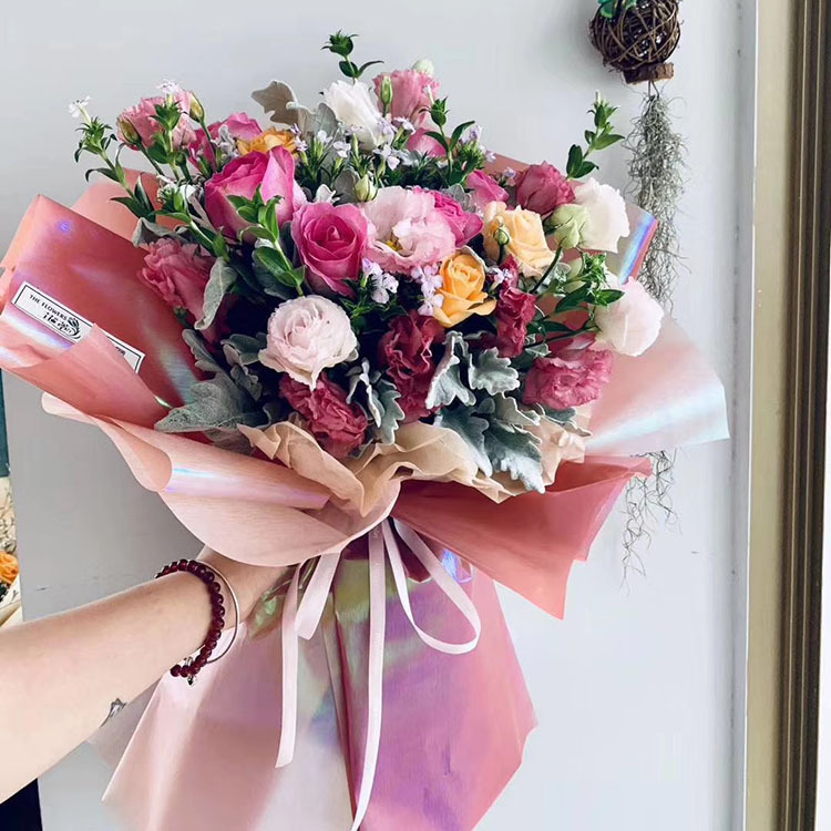 New High-End Flowers Wrapping Paper Colorful Silk Paper Brano Colorful Bouquet Wrapping Paper Double-Sided Colorful Waterproof Paper