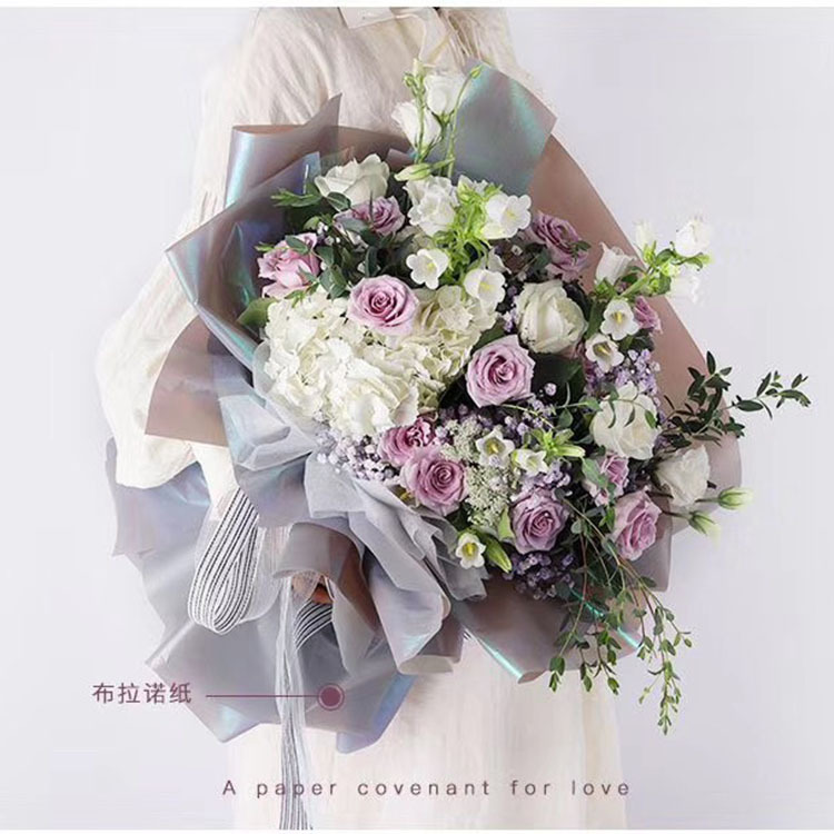 New High-End Flowers Wrapping Paper Colorful Silk Paper Brano Colorful Bouquet Wrapping Paper Double-Sided Colorful Waterproof Paper