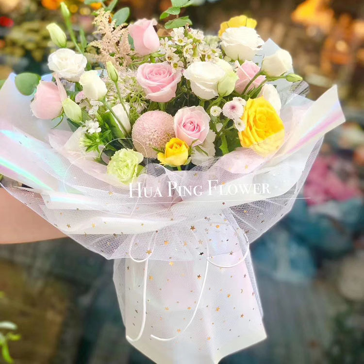 New High-End Flowers Wrapping Paper Colorful Silk Paper Brano Colorful Bouquet Wrapping Paper Double-Sided Colorful Waterproof Paper