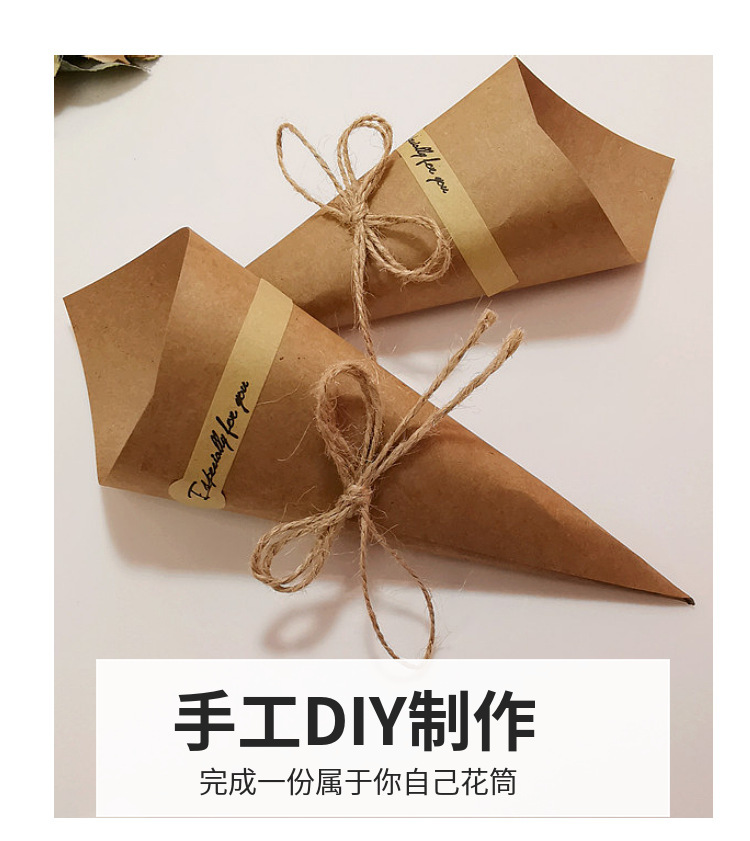 Wrapping Paper Cylinder Creative Card Black Primary Color Greeting Card DIY Vintage Dried Flower Gift IceCream Cone