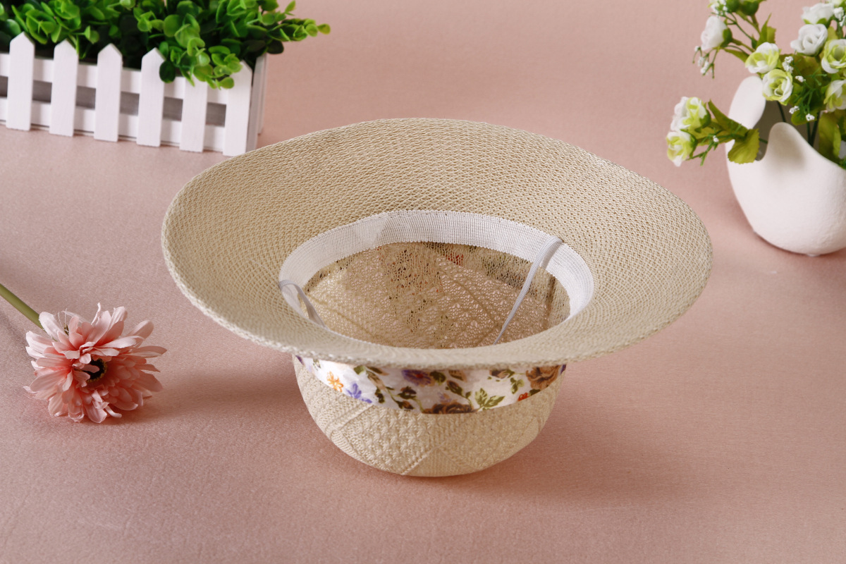 Spring Summer Outdoor Sun Hat Raffia Hat Women's Knitted Mom Style Hat Big Brim Ribbon Sun Hat Bucket Hat