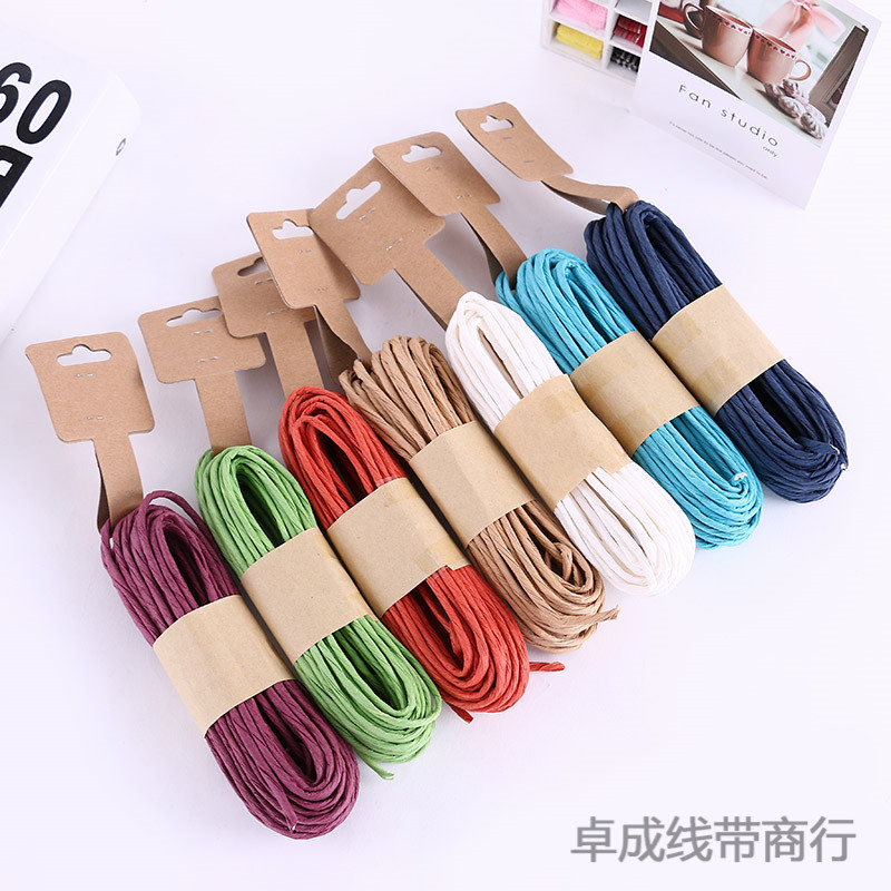 Vintage checking hemp rope raffia paper rope DIY gift wrapping decoration tie the rope multicolor