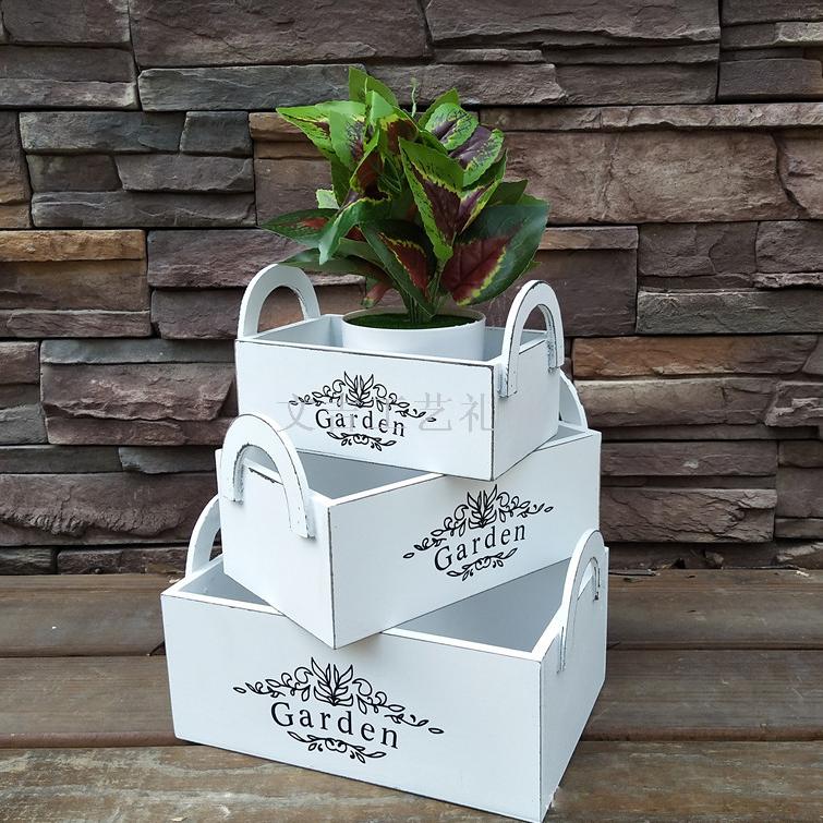 Vintage wood & succulent planter wooden box storage box storage box potted plant creative decoration