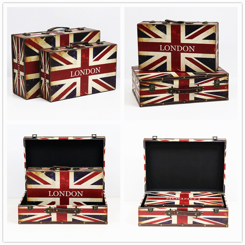 Retro British Style Suitcase Portable Wooden Box Storage Box Antique Wooden Box Show Window Decoration Display Shooting Props Retro British Style Suitcase Portable Wooden Box Storage Box Antique Wooden Box Show Window Decoration Display Shooting Props