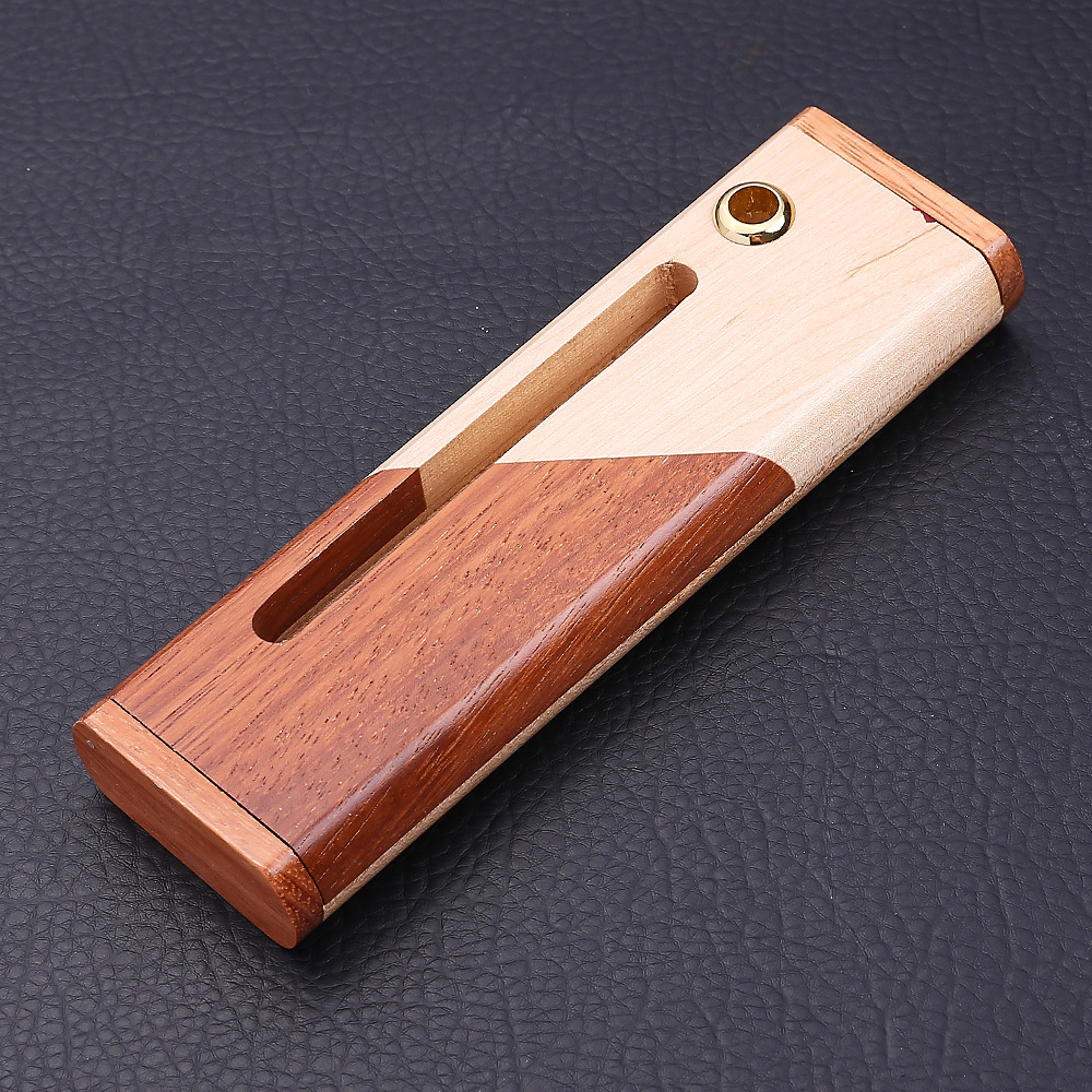 Vintage Rosewood Wood Splicing Ballpoint Pen Suit Wood Splicing Pencil Case Customized Enterprise Logo Creative Craft Gift Wooden Box