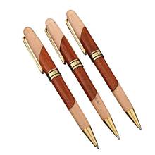 Vintage Rosewood Wood Splicing Ballpoint Pen Suit Wood Splicing Pencil Case Customized Enterprise Logo Creative Craft Gift Wooden Box