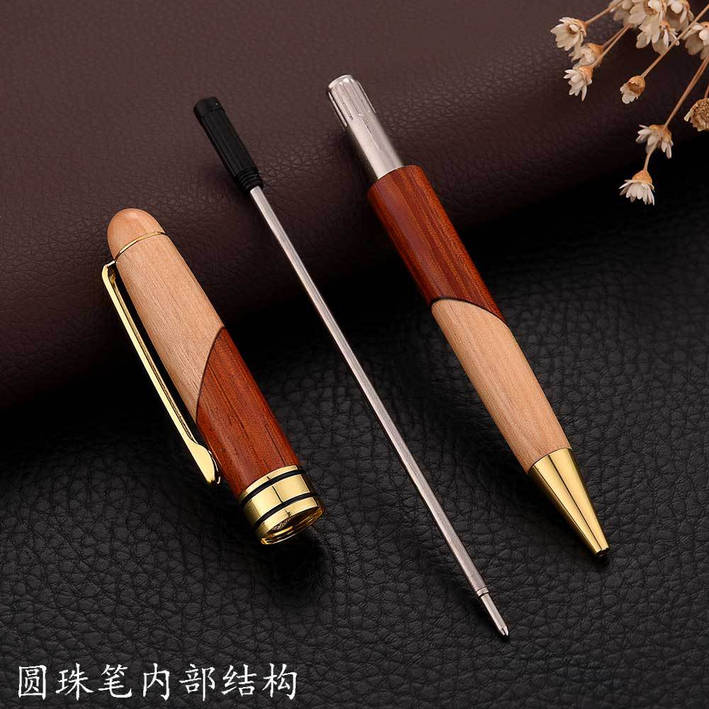 Vintage Rosewood Wood Splicing Ballpoint Pen Suit Wood Splicing Pencil Case Customized Enterprise Logo Creative Craft Gift Wooden Box