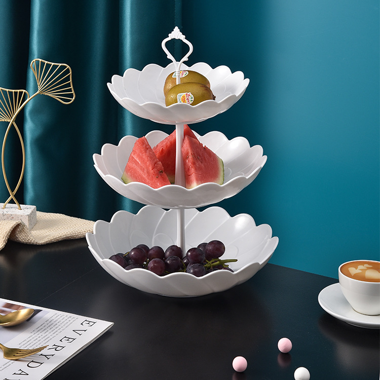 Afternoon Tea Dessert Tray MultiLayer Plastic Fruit Plate Dessert Table Decoration Cake Plate ThreeLayer Cake Stand