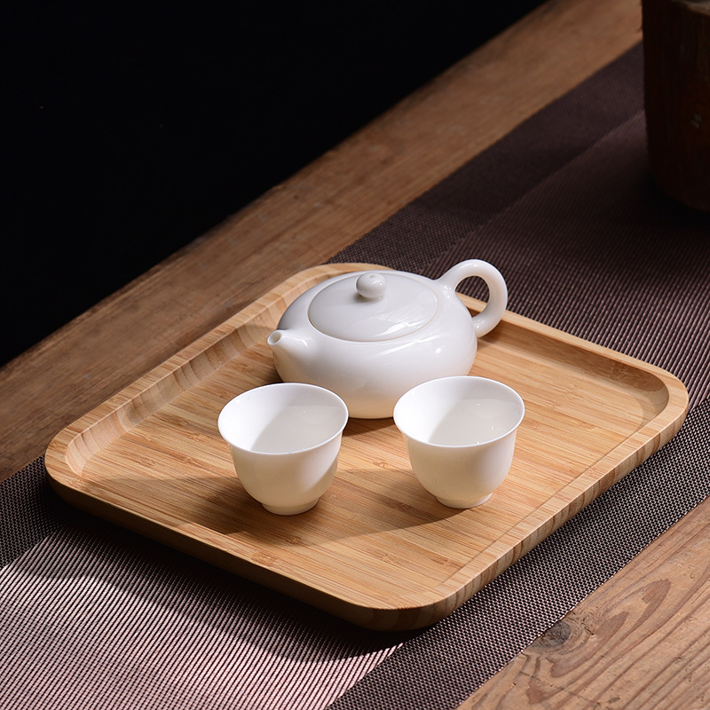 Factory Wholesale Japanese Bamboo Wood Pallet Rectangular Bamboo Plate Plate round Plate Bamboo Tray Cake Creative Pizza