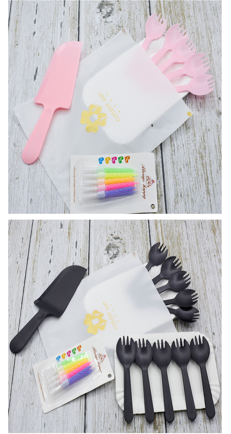 Cake Knife and Fork Disposable Birthday Cake Cutlery Tray Set Four-in-One Tableware Cake Tableware Set Customization Cake Knife and Fork Disposable Birthday Cake Cutlery Tray Set Four-in-One Tableware Cake Tableware Set Customization