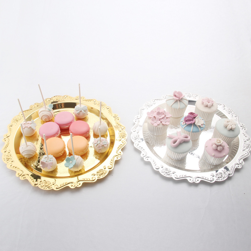 High-End Silver-Plated Domestic Ornaments Fruit Plate Afternoon Tea Snack Plate Cake Tray Party Supplies 3042