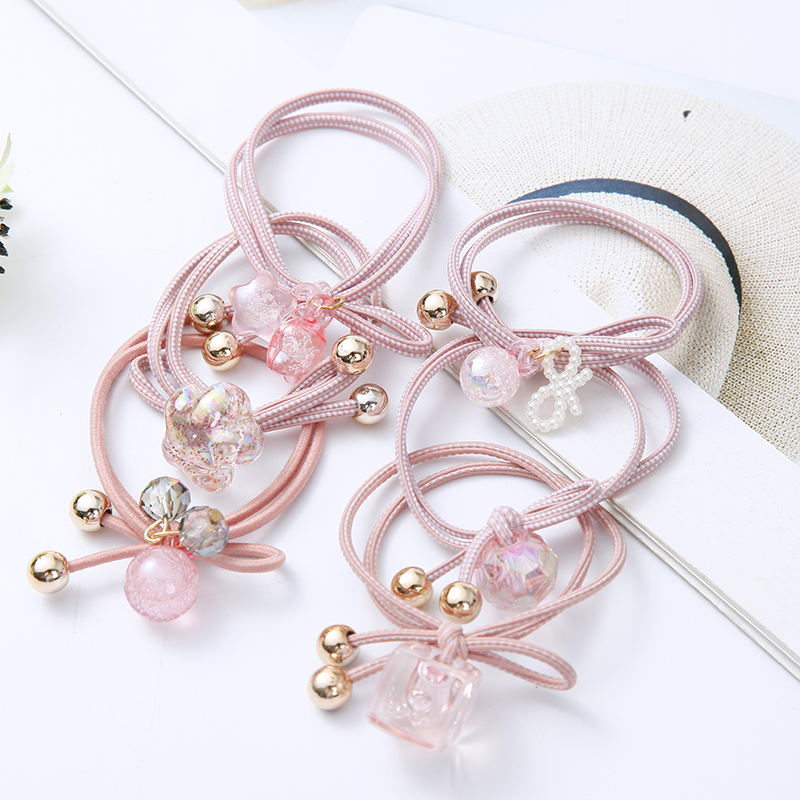 Korean Online Influencer Hair Ring Burst Beads Leather Rope Fashion Temperament Hair Band Headdress Highly Elastic Rubber Band Wholesale Korean Online Influencer Hair Ring Burst Beads Leather Rope Fashion Temperament Hair Band Headdress Highly Elastic Rubber Band Wholesale