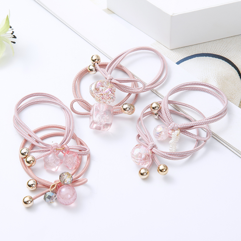 Korean Online Influencer Hair Ring Burst Beads Leather Rope Fashion Temperament Hair Band Headdress Highly Elastic Rubber Band Wholesale Korean Online Influencer Hair Ring Burst Beads Leather Rope Fashion Temperament Hair Band Headdress Highly Elastic Rubber Band Wholesale