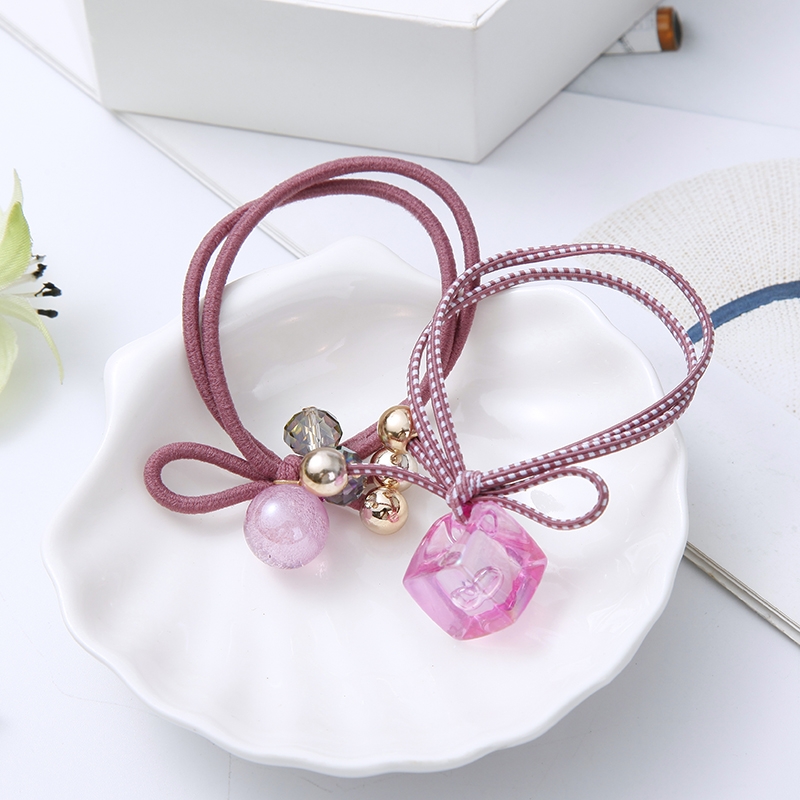 Korean Online Influencer Hair Ring Burst Beads Leather Rope Fashion Temperament Hair Band Headdress Highly Elastic Rubber Band Wholesale Korean Online Influencer Hair Ring Burst Beads Leather Rope Fashion Temperament Hair Band Headdress Highly Elastic Rubber Band Wholesale