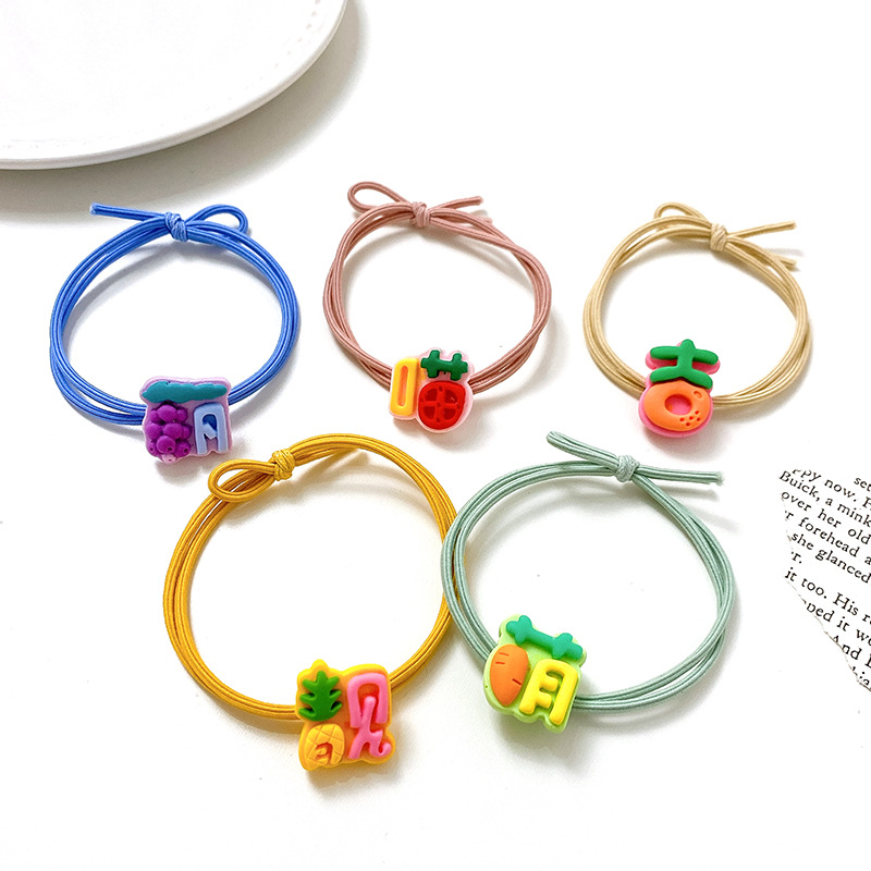 Korean Style Fashion Hair Rope Creative Fruit Element Cute Girl Ponytail Rubber Band Spot High Elastic Hair Accessories Hair Rope