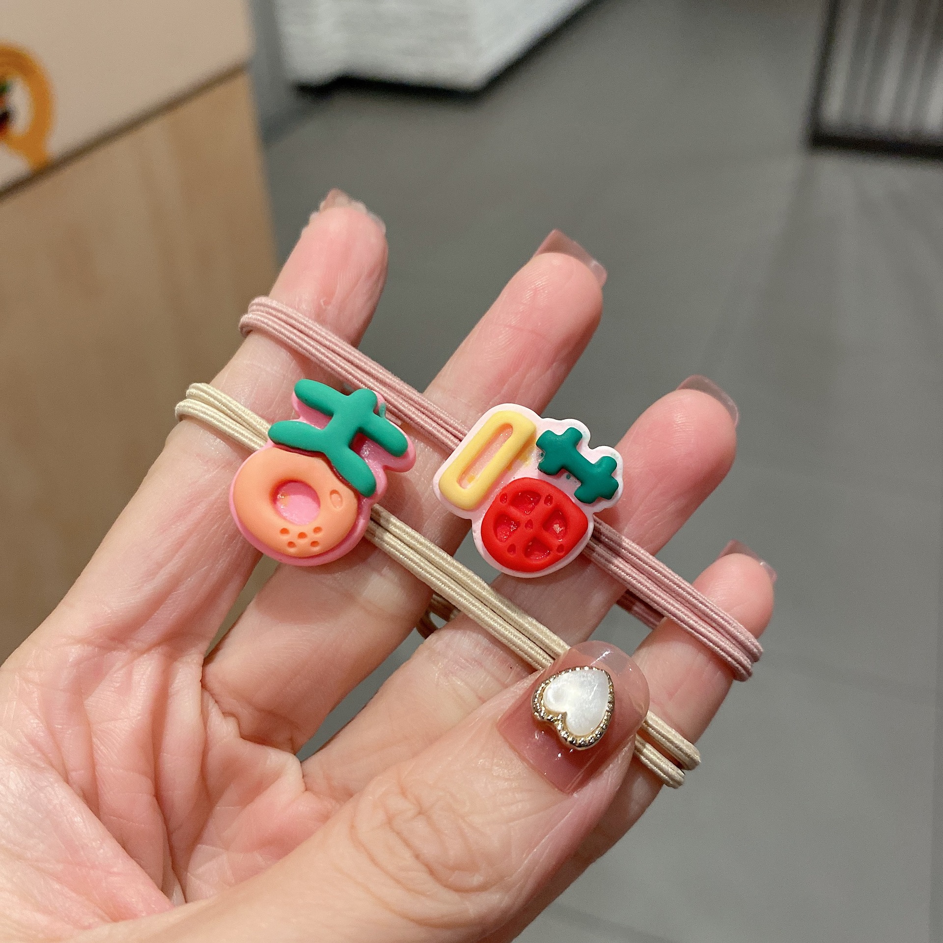 Korean Style Fashion Hair Rope Creative Fruit Element Cute Girl Ponytail Rubber Band Spot High Elastic Hair Accessories Hair Rope