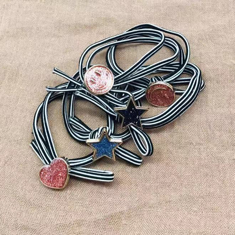 South Korea Dongdaemun Hot Sale Striped Rubber Band Girl High Elastic Five-Pointed Star Smiley Face Accessories Hair Band Wholesale South Korea Dongdaemun Hot Sale Striped Rubber Band Girl High Elastic Five-Pointed Star Smiley Face Accessories Hair Band Wholesale
