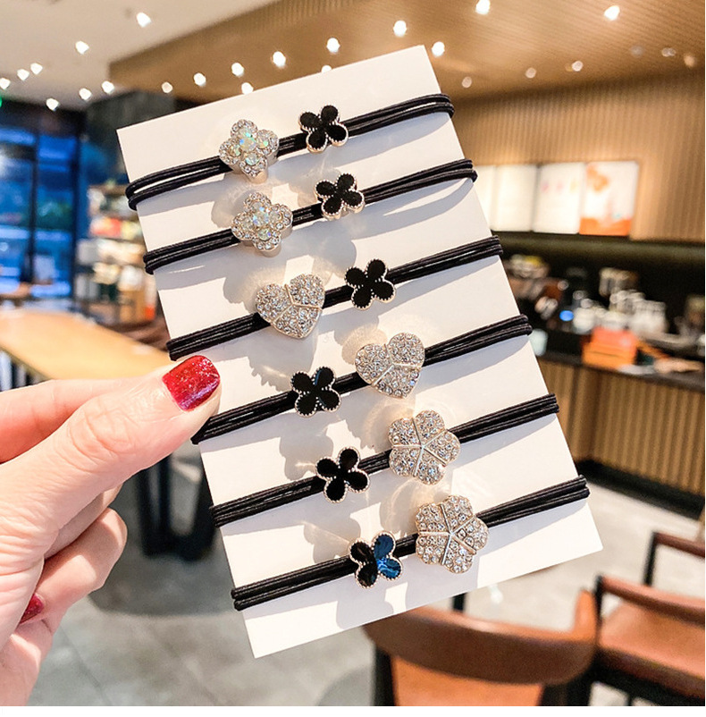 Four-Leaf Clover Headband Women's High Elastic Durable Internet Celebrity Full Diamond High-Grade All-Match Hair-Binding Ponytail Rubber Band Hair Accessories Hair Ring Four-Leaf Clover Headband Women's High Elastic Durable Internet Celebrity Full Diamond High-Grade All-Match Hair-Binding Ponytail Rubber Band Hair Accessories Hair Ring