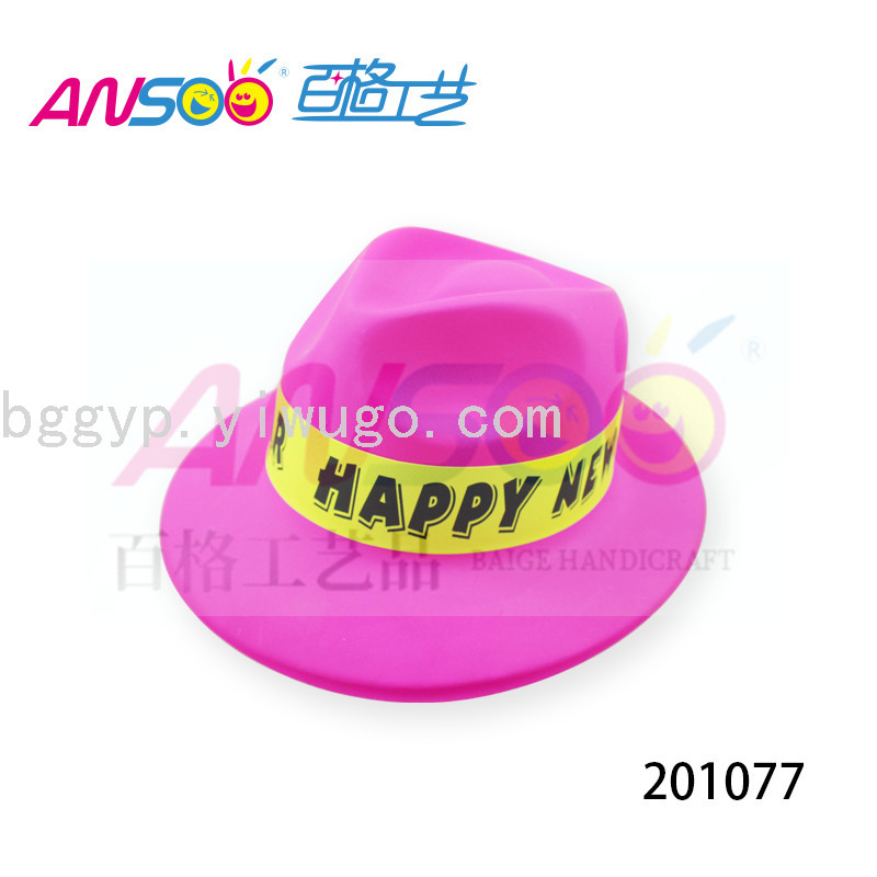 Yellow New Year Cap Fluorescent New Year Top Hat Happy New Year Plastic Cap