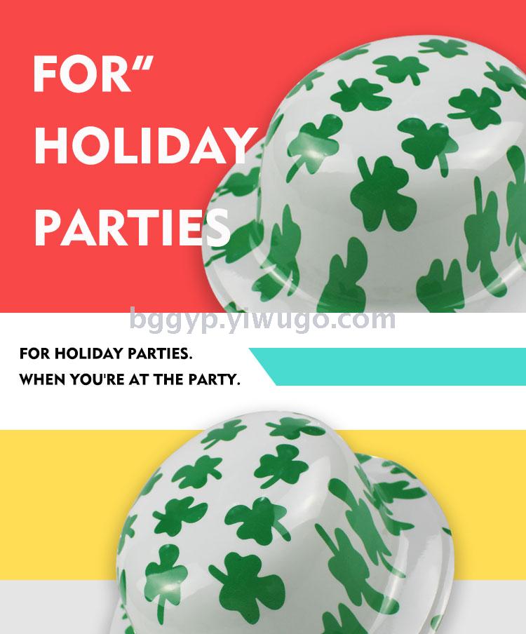 Clover Printing round Cap PVC Plastic Cap Ireland National Day Activity Hats Factory Direct Sales Custom Printing