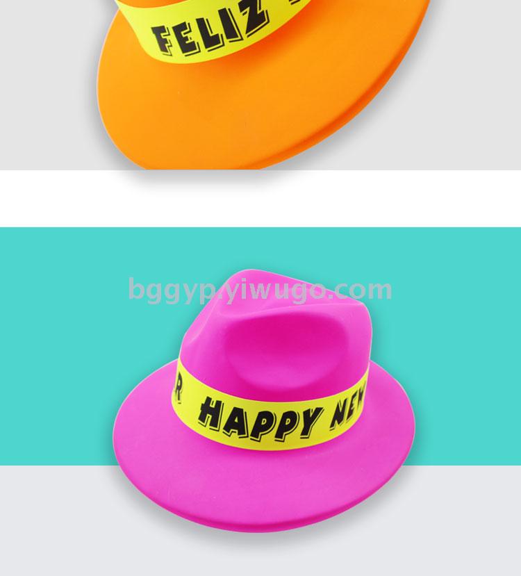 Monochrome Fluorescent Top Hat Stickers Happy New Year PVC Plastic Cap Fashion New Year Party Custom Printed Logo Monochrome Fluorescent Top Hat Stickers Happy New Year PVC Plastic Cap Fashion New Year Party Custom Printed Logo