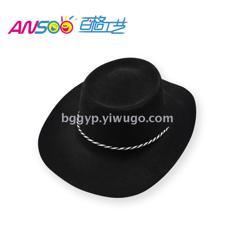 Flocking Cowboy Hat Custom Printed Logo Fashion Party Gathering Holiday Events PVC Plastic Cap Factory Direct Sales