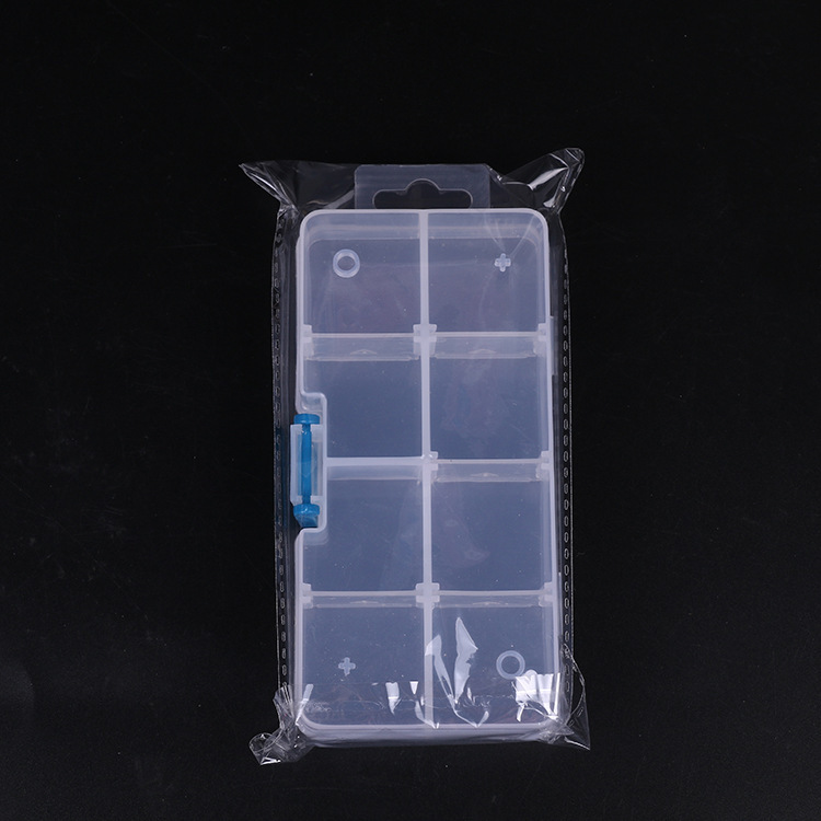Wholesale single buckle, small 8 - grid transparent plastic storage box fish hook storage box medicine box leather ring box detachable manufacturers direct sales Wholesale single buckle, small 8 - grid transparent plastic storage box fish hook storage box medicine box leather ring box detachable manufacturers direct sales