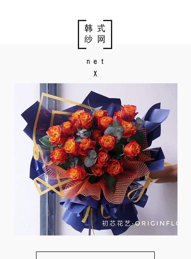 Xi Hua Nong Korean-Style Floral Small Plaid Hard Mesh Hollow Packaging Gauze for Flowers Bouquet Gift Packaging Mesh Material