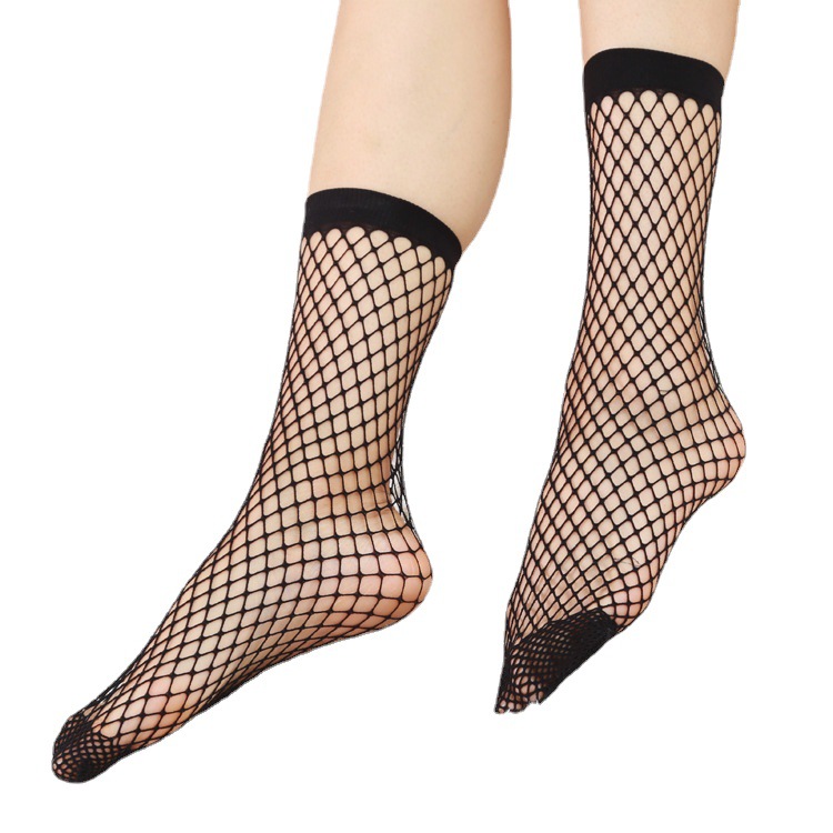 Spring and Autumn Long Tube Fishnet Stockings Women&#039;s Simple Breathable Summer Spot Mesh Solid Color Black Bunching Socks Independent Packaging