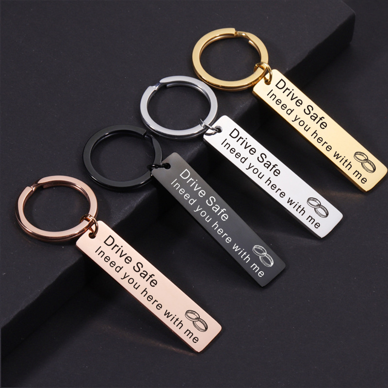 Factory Direct Couple Family Gift Personalized Simple Car Key Ring Accessories Strip Stainless Steel Hang Tag Hanging Ornaments Factory Direct Couple Family Gift Personalized Simple Car Key Ring Accessories Strip Stainless Steel Hang Tag Hanging Ornaments
