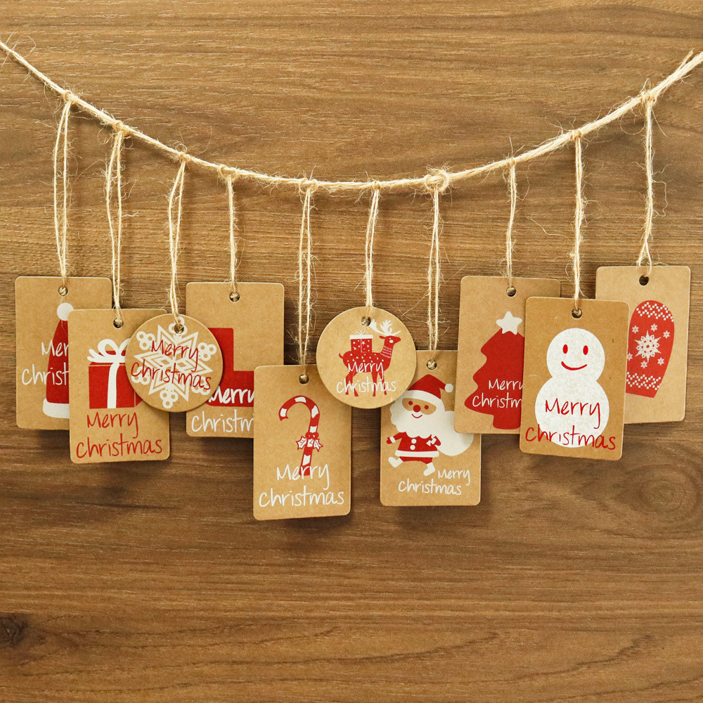 Christmas Hang Tag Set Amazon Hot Selling Kraftpaper Christmas Decoration Tag Christmas Tree Old Man Party Card