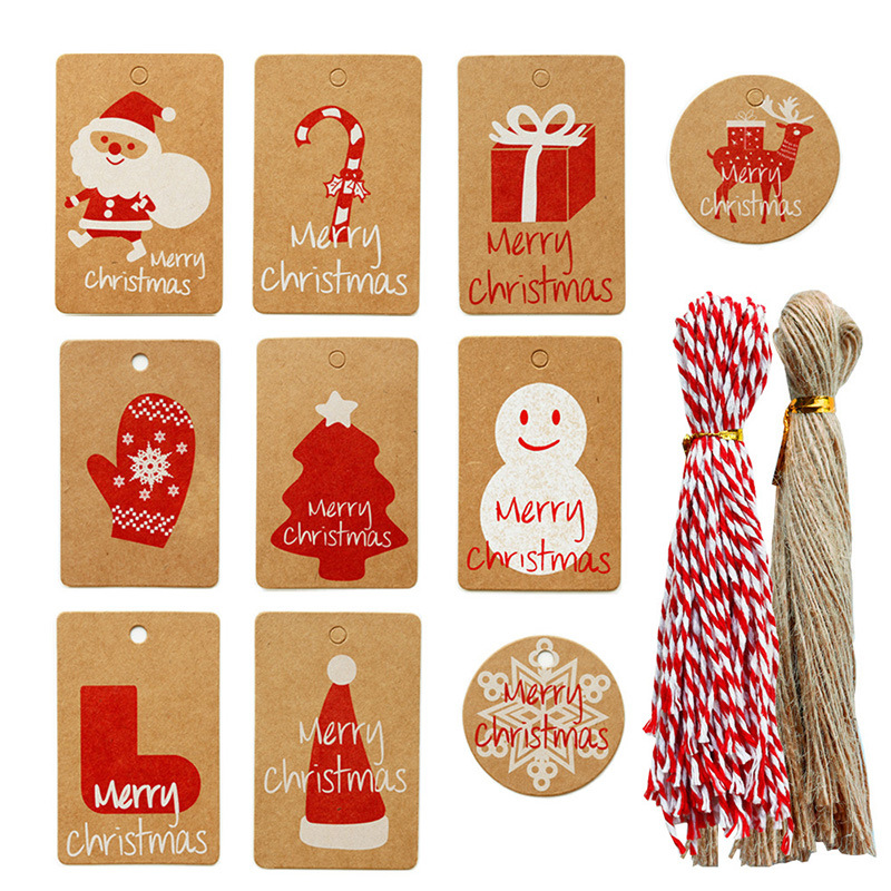 Christmas Hang Tag Set Amazon Hot Selling Kraftpaper Christmas Decoration Tag Christmas Tree Old Man Party Card