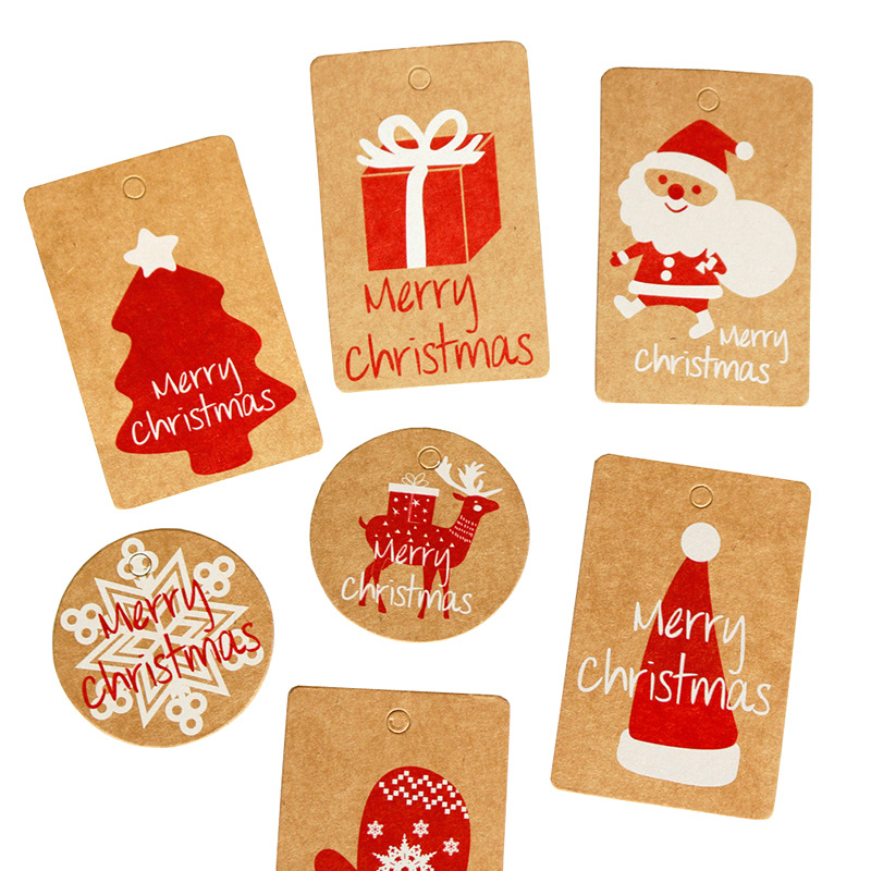 Christmas Hang Tag Set Amazon Hot Selling Kraftpaper Christmas Decoration Tag Christmas Tree Old Man Party Card
