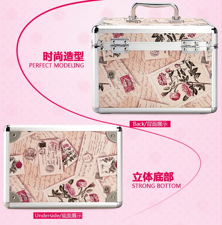 Combination Lock Cosmetic Case Aluminum Alloy Portable Manicure Toolbox Large Double-Layer Portable Cosmetic Storage Box Wholesale