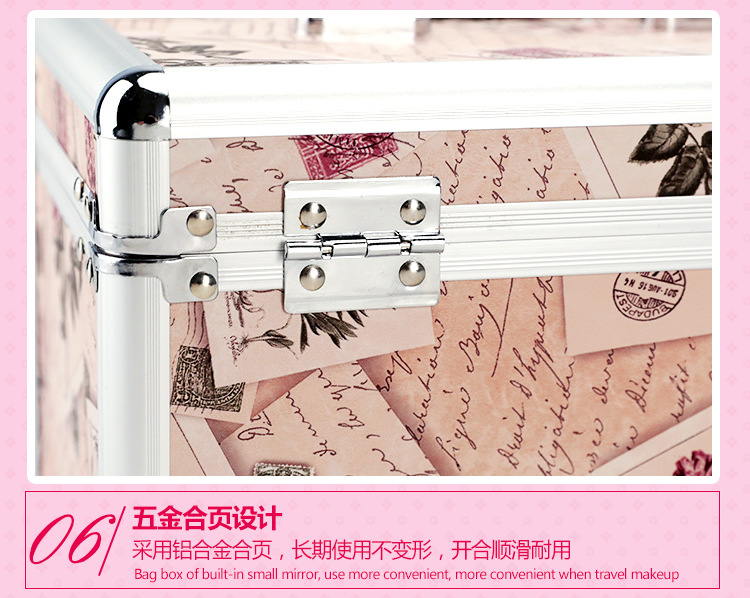 Combination Lock Cosmetic Case Aluminum Alloy Portable Manicure Toolbox Large Double-Layer Portable Cosmetic Storage Box Wholesale