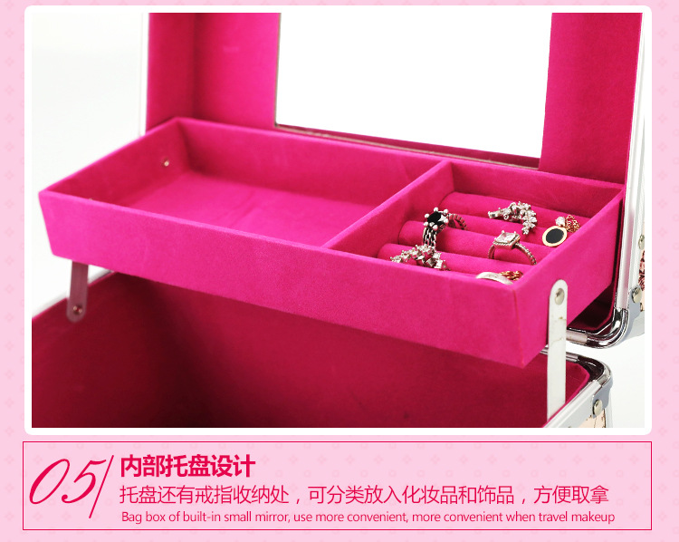 Combination Lock Cosmetic Case Aluminum Alloy Portable Manicure Toolbox Large Double-Layer Portable Cosmetic Storage Box Wholesale